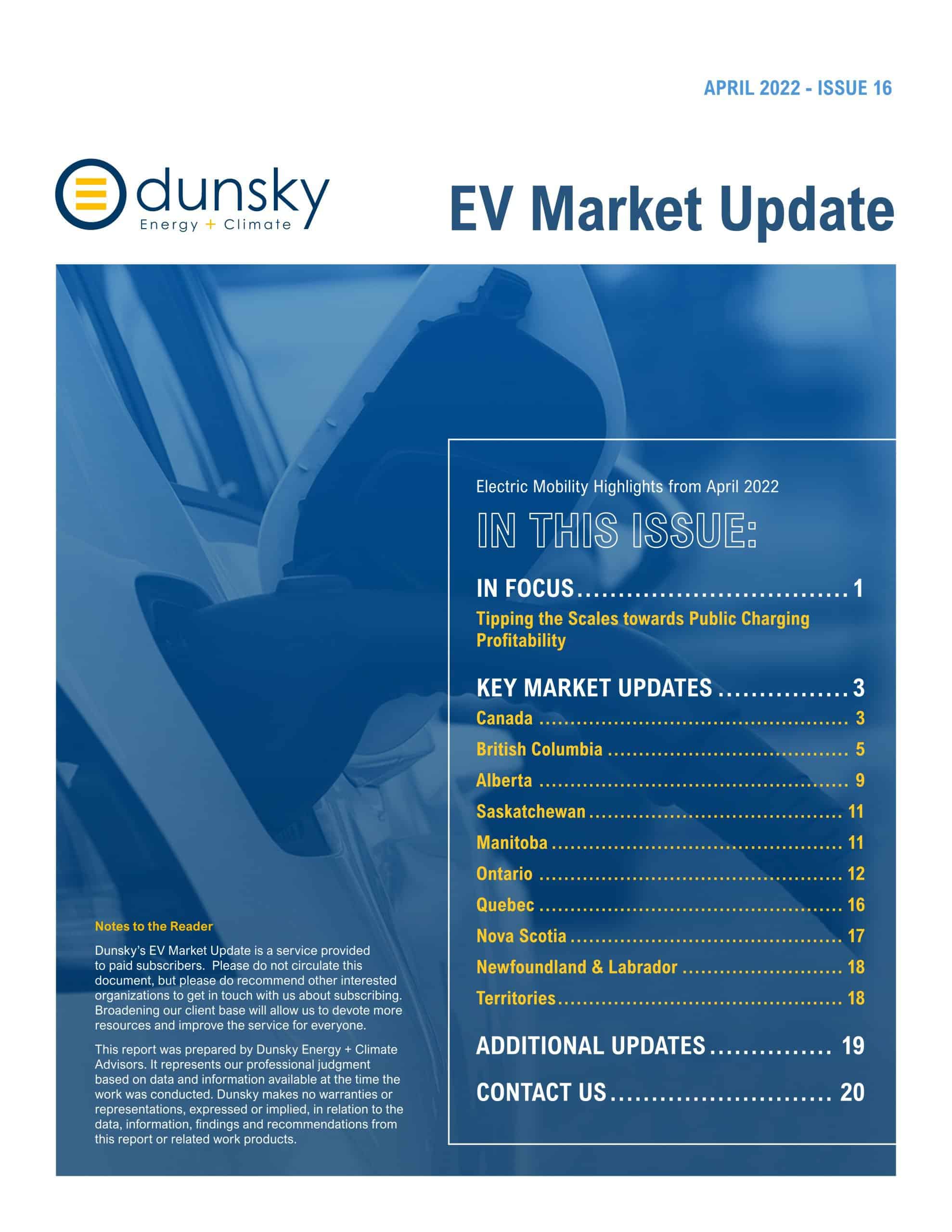 Dunsky Canadian EV Market Update Issue 17 - April 2022